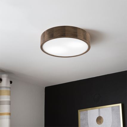 Brilagi - LED-Deckenleuchte CARVALHO 2xE27/15W/230V Eiche/Nussbaum Ø 37 cm
