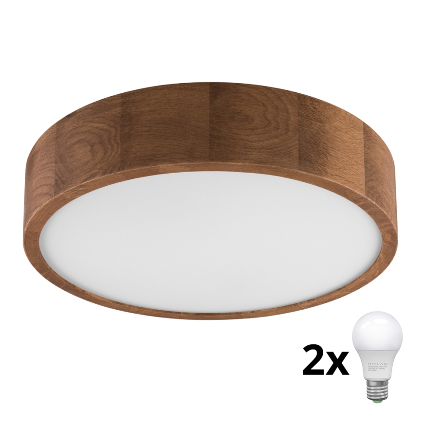 Brilagi - LED Deckenleuchte CARVALHO 2xE27/60W/230V Eiche-Kirsche Ø 37 cm