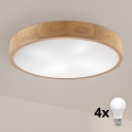 Brilagi - LED-Deckenleuchte CARVALHO 4xE27/60W/230V Eiche Ø 57,5 cm