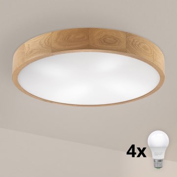 Brilagi - LED-Deckenleuchte CARVALHO 4xE27/60W/230V Eiche Ø 57,5 cm