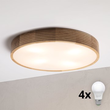 Brilagi - LED Deckenleuchte CARVALHO MODERN 4xE27/60W/230V Eiche Ø 57,5 cm