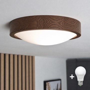 Brilagi - LED-Deckenleuchte CARVALHO SLIM 1xE27/15W/230V Eiche/Nussbaum Ø 27 cm