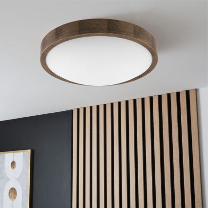 Brilagi - LED Deckenleuchte CARVALHO SLIM 2xE27/60W/230V Eiche d 37 cm