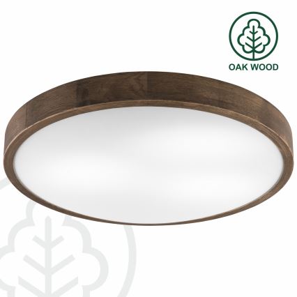 Brilagi - LED-Deckenleuchte CARVALHO SLIM 3x E27/15W/230V Eiche/Nussbaum Ø 47 cm