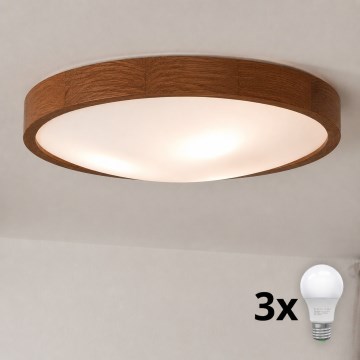 Brilagi - LED Deckenleuchte CARVALHO SLIM 3xE27/15W/230V Eiche/Kirsche Ø 47 cm