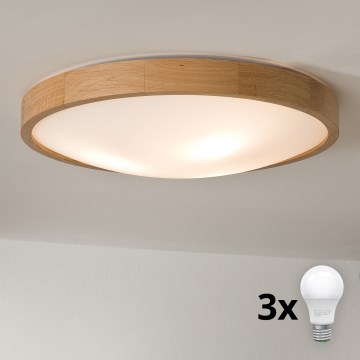 Brilagi - LED-Deckenleuchte CARVALHO SLIM 3xE27/60W/230V Eiche d 47 cm