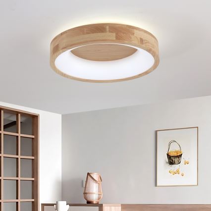 Brilagi - LED-Deckenleuchte FALCON WOOD, 30 W, 230 V, 3000/4000/6000 K, Ø 45 cm, Holz