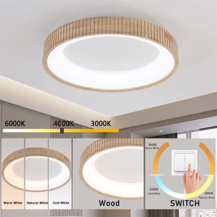 Brilagi - LED-Deckenleuchte FALCON WOOD MODERN LED/40W/230V 3000/4000/6000K Ø 60 cm Holz