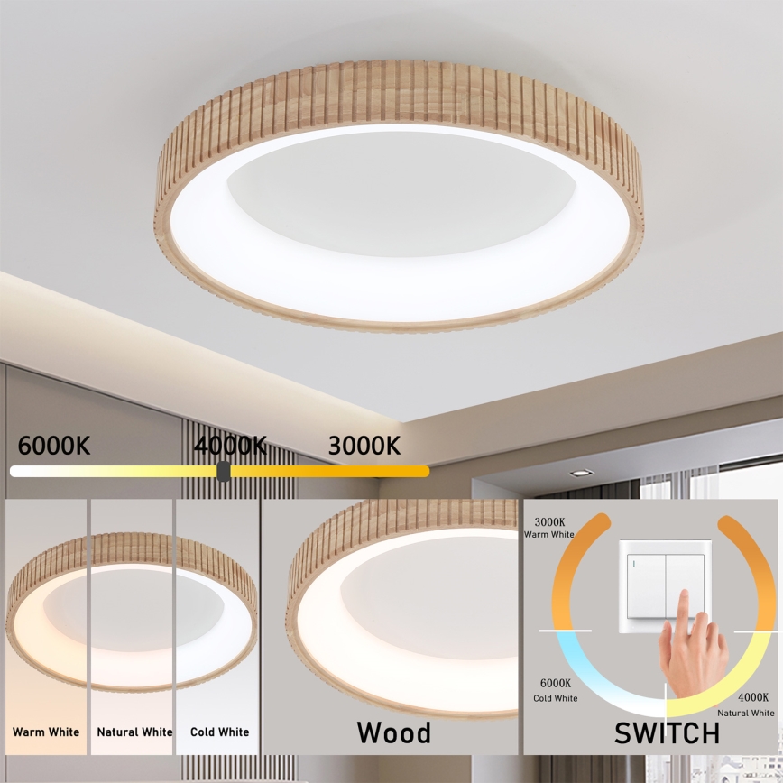 Brilagi - LED-Deckenleuchte FALCON WOOD MODERN LED/40W/230V 3000/4000/6000K Ø 60 cm Holz