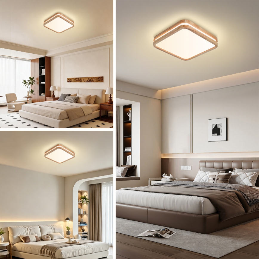 Brilagi - LED-Deckenleuchte MOLINA SQUARE LED/32W/230V 3000/4000/6000K Eiche 30x30 cm