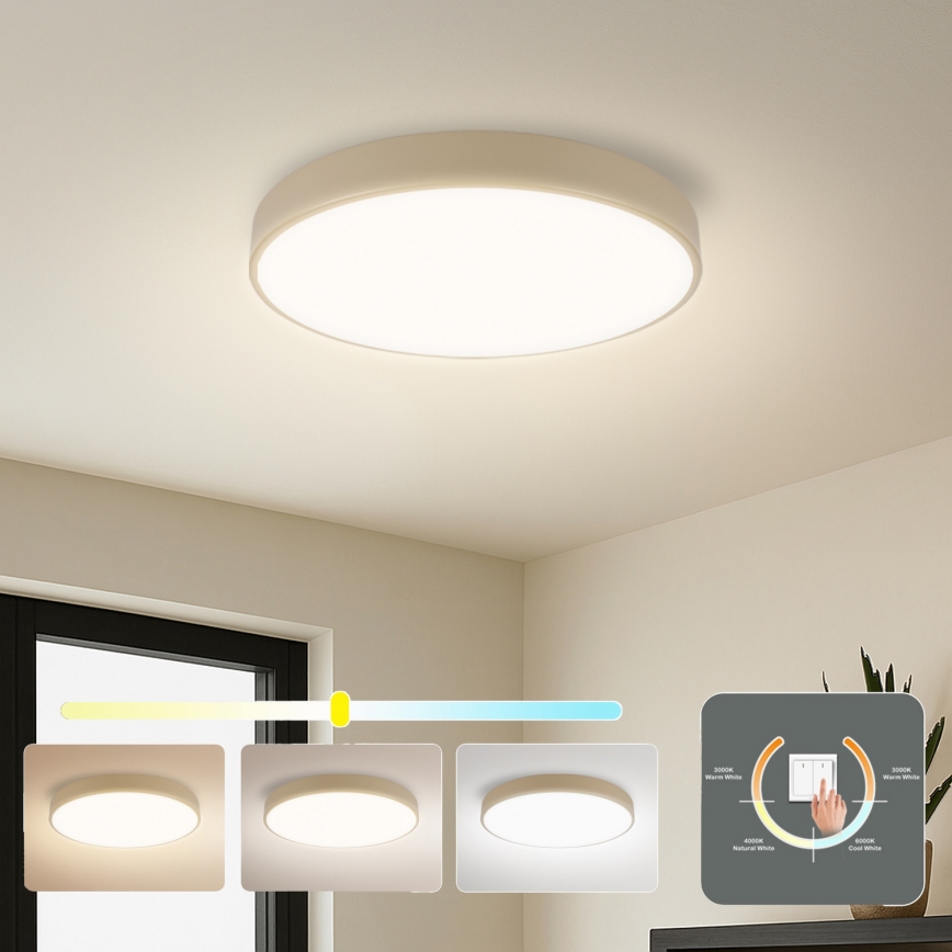 Brilagi - LED-Deckenleuchte POOL, 48 W, 230 V, 3000/4500/6000 K, Ø 40 cm, beige