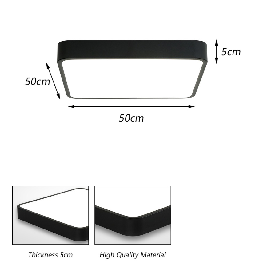 Brilagi - LED Deckenleuchte POOL LED/48W/230V 3000/4500/6000K 50x50 cm schwarz