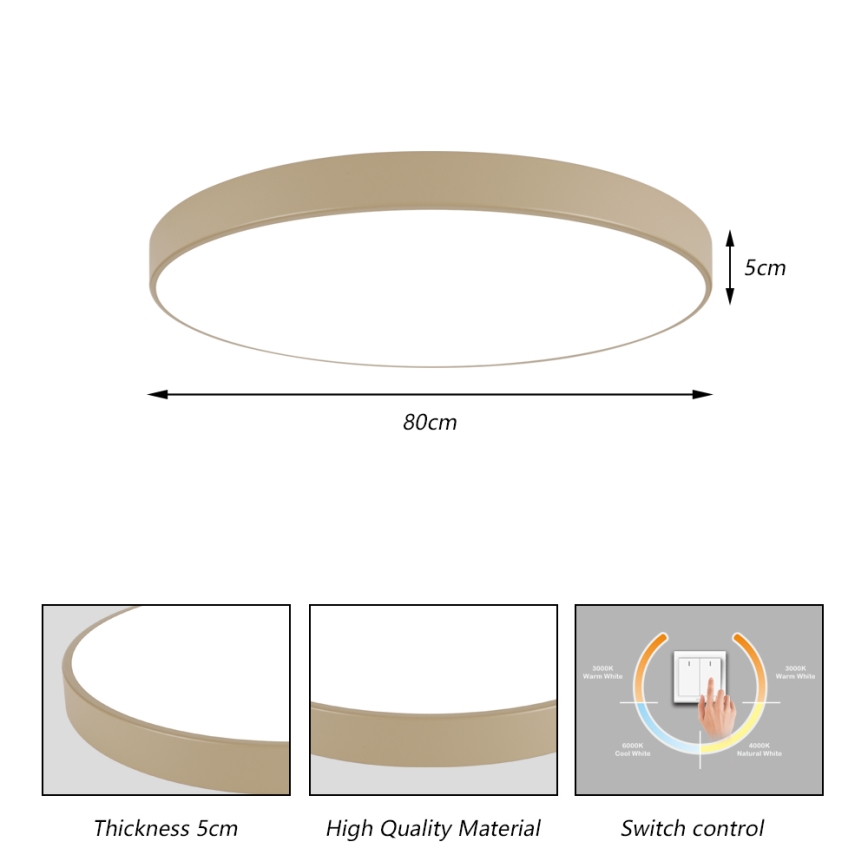 Brilagi - LED-Deckenleuchte POOL LED/100W/230V 3000/4000/6000K Ø 80 cm beige