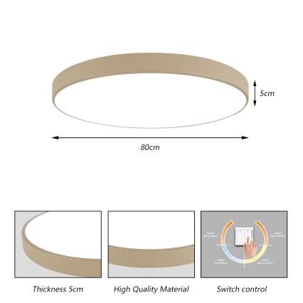 Brilagi - LED-Deckenleuchte POOL LED/100W/230V 3000/4500/6000K Ø 80 cm beige