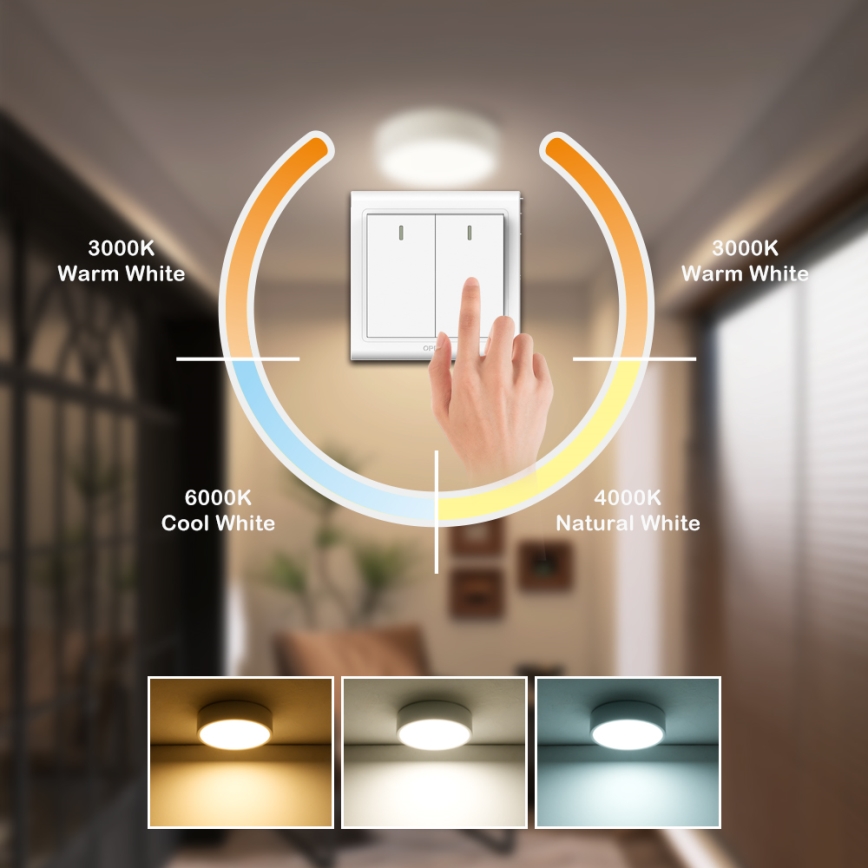Brilagi - LED-Deckenleuchte POOL LED, 18 W, 230 V, 3000/4500/6000 K, Ø 20 cm, weiß