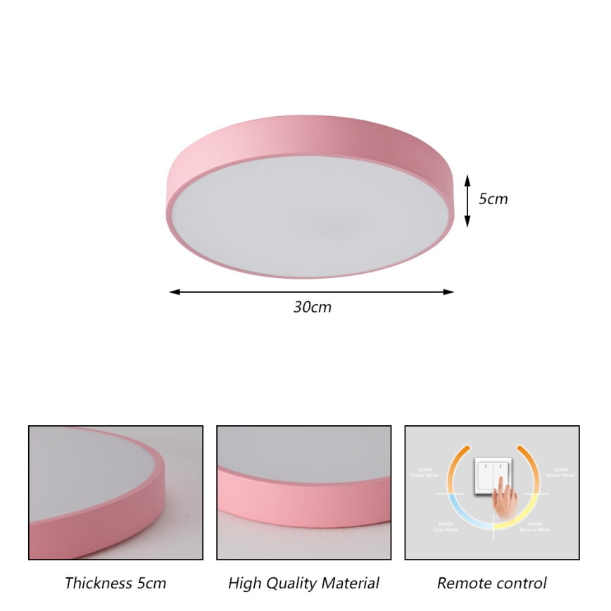 Brilagi - LED-Deckenleuchte POOL LED/36W/230V 3000/4000/6000K Ø 30 cm rosa