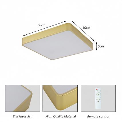 Brilagi - LED-Deckenleuchte POOL LED/48W/230V 3000/4000/6000K 50x50 cm goldfarben