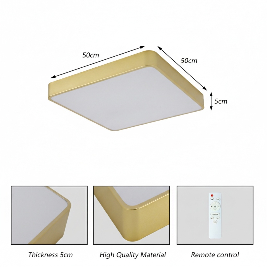 Brilagi - LED-Deckenleuchte POOL LED/48W/230V 3000/4000/6000K 50x50 cm goldfarben