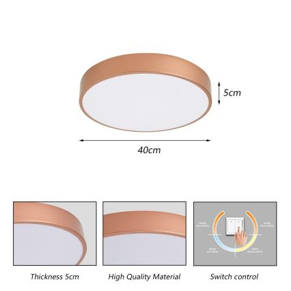 BRILAGI - LED-Deckenleuchte POOL LED/48W/230V 3000/4000/6000K Ø 40 cm kupferfarben