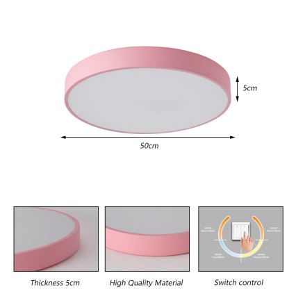 Brilagi - LED-Deckenleuchte POOL LED/60W/230V 3000/4000/6000K Ø 50 cm rosa