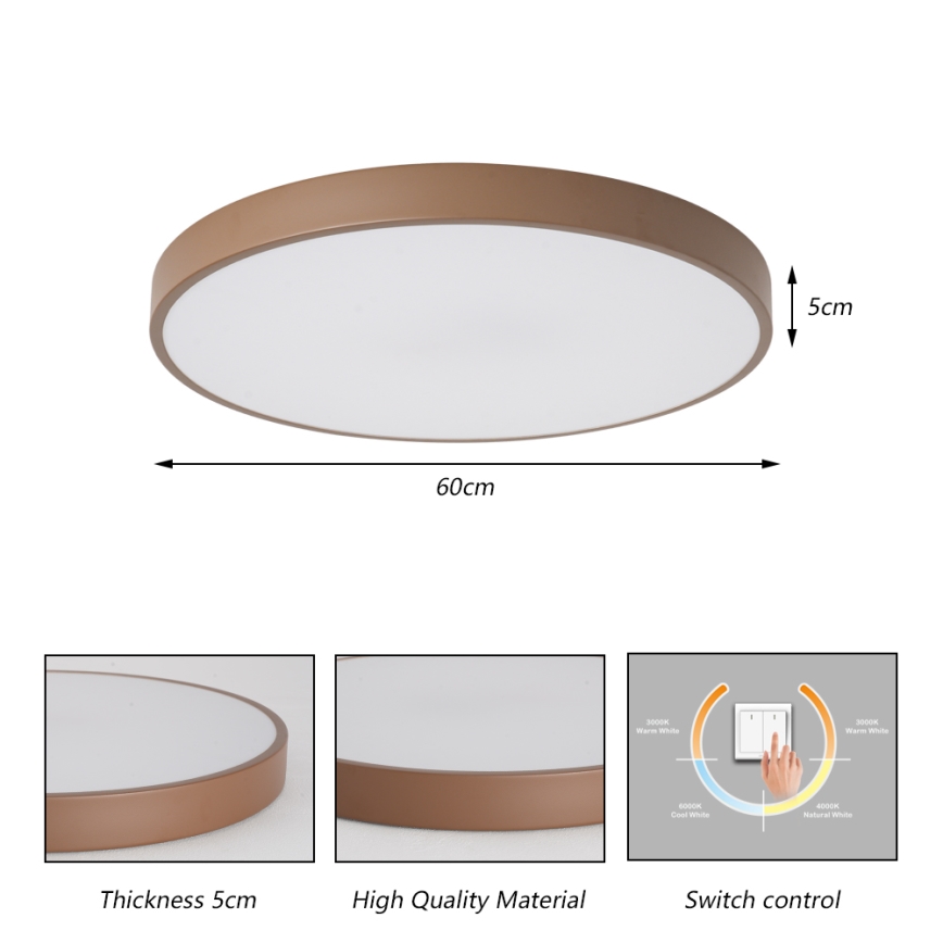 Brilagi - LED-Deckenleuchte POOL LED/60W/230V 3000/4000/6000K Ø 60 cm braun