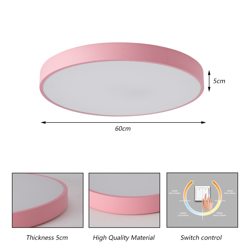 Brilagi - LED-Deckenleuchte POOL LED/60W/230V 3000/4000/6000K Ø 60 cm rosa