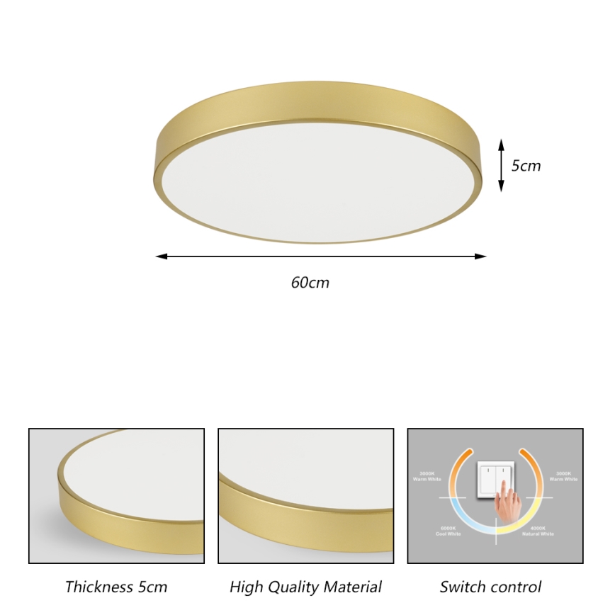Brilagi - LED-Deckenleuchte POOL LED/60W/230V 3000/4000/6000K Ø 60 cm gold