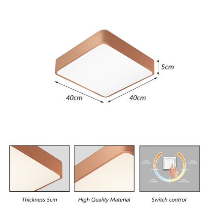 BRILAGI - LED-Deckenleuchte POOL SQUARE LED/36W/230V 3000/4000/6000K 40x40 cm bronzefarben