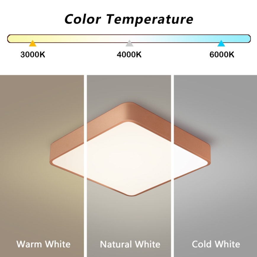 Brilagi - LED-Deckenleuchte POOL SQUARE LED/48W/230V 3000/4000/6000K 50x50 cm bronzefarben