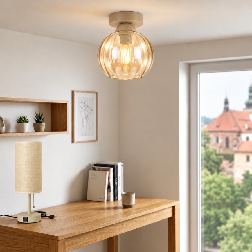 BRILAGI - LED-Deckenleuchte RETRO GLASS 1xE27/60W/230V Ø 18 cm beige/rauchbeige beige