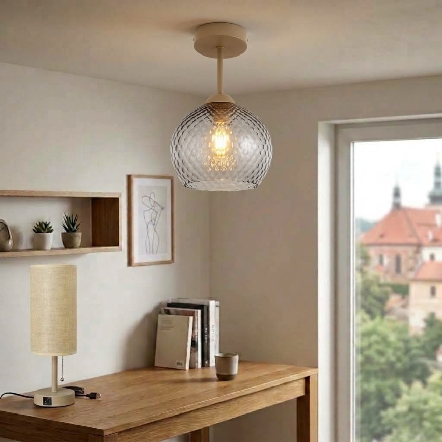 BRILAGI - LED Aufputz-Deckenleuchte RETRO GLASS 1xE27/60W/230V Ø 18 cm beige/rauchgrau