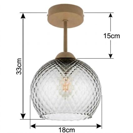 BRILAGI - LED Aufputz-Deckenleuchte RETRO GLASS 1xE27/60W/230V Ø 18 cm beige/rauchgrau