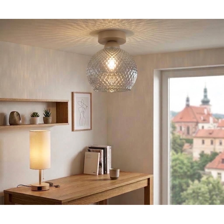 BRILAGI - LED Deckenleuchte RETRO GLASS 1xE27/60W/230V Ø 18 cm beige/rauchgrau