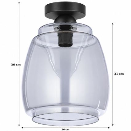 BRILAGI - LED Deckenleuchte RETRO GLASS 1xE27/60W/230V Ø 26 cm schwarz/rauchgrau