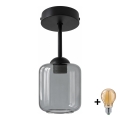 BRILAGI - LED Deckenleuchte RETRO GLASS 1xE27/60W/230V Ø 14 cm schwarz/rauchgrau