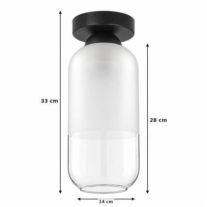 BRILAGI - LED-Deckenleuchte RETRO GLASS 1xE27/60W/230V Ø 14 cm schwarz/weiß