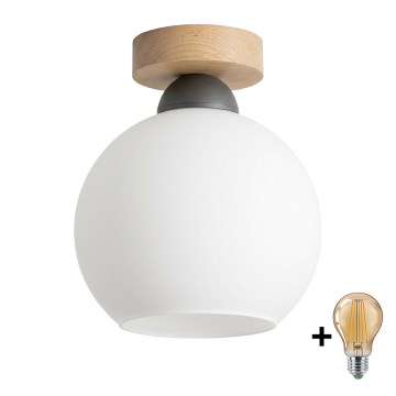 BRILAGI - LED-Deckenleuchte RETRO GLASS 1xE27/60W/230V Ø 15 cm Eiche/weiß