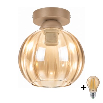 BRILAGI - LED-Deckenleuchte RETRO GLASS 1xE27/60W/230V Ø 18 cm beige/rauchbeige beige