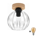 BRILAGI - LED Deckenleuchte RETRO GLASS 1xE27/60W/230V Ø 18 cm Eiche/transparent