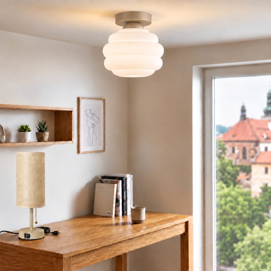 BRILAGI - LED-Deckenleuchte RETRO GLASS 1xE27/60W/230V Ø 20 cm beige/weiß