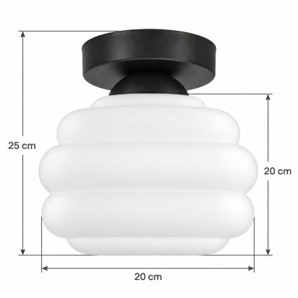 BRILAGI - LED-Deckenleuchte RETRO GLASS 1xE27/60W/230V Ø 20 cm schwarz/weiß