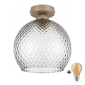BRILAGI - LED Deckenleuchte RETRO GLASS 1xE27/60W/230V Ø 25 cm beige/rauchgrau