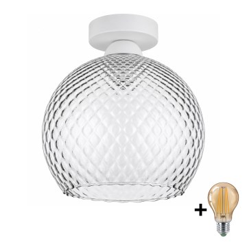 BRILAGI - LED-Deckenleuchte RETRO GLASS 1xE27/60W/230V Ø 25 cm weiß/rauchgrau