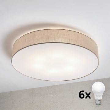 Brilagi - LED-Deckenleuchte SIRIJA 6xE27/15W/230V Ø 80 cm beige