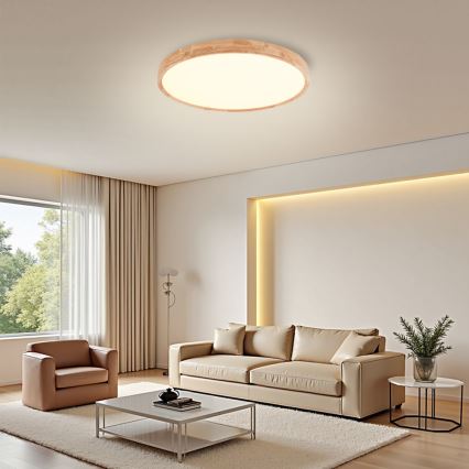 Brilagi - LED-Deckenleuchte WOODROUND LED/40W/230V 3000/4000/6000K Ø 60 cm Holz CRI 90