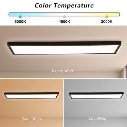 Brilagi - Dimmable Lampada da Bagno da Soffitto FRAME SMART LED/50W/230V 30x120 cm 3000-6000K IP44 Nero + Telecomando