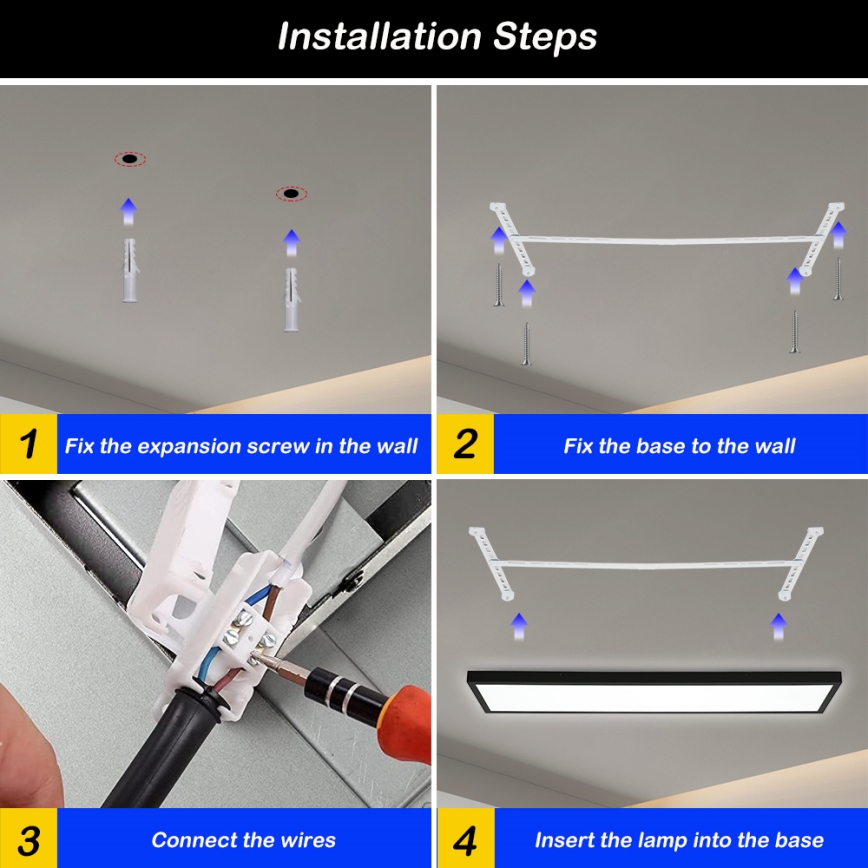 Brilagi - Dimmable Lampada da Bagno da Soffitto FRAME SMART LED/50W/230V 30x120 cm 3000-6000K IP44 Nero + Telecomando