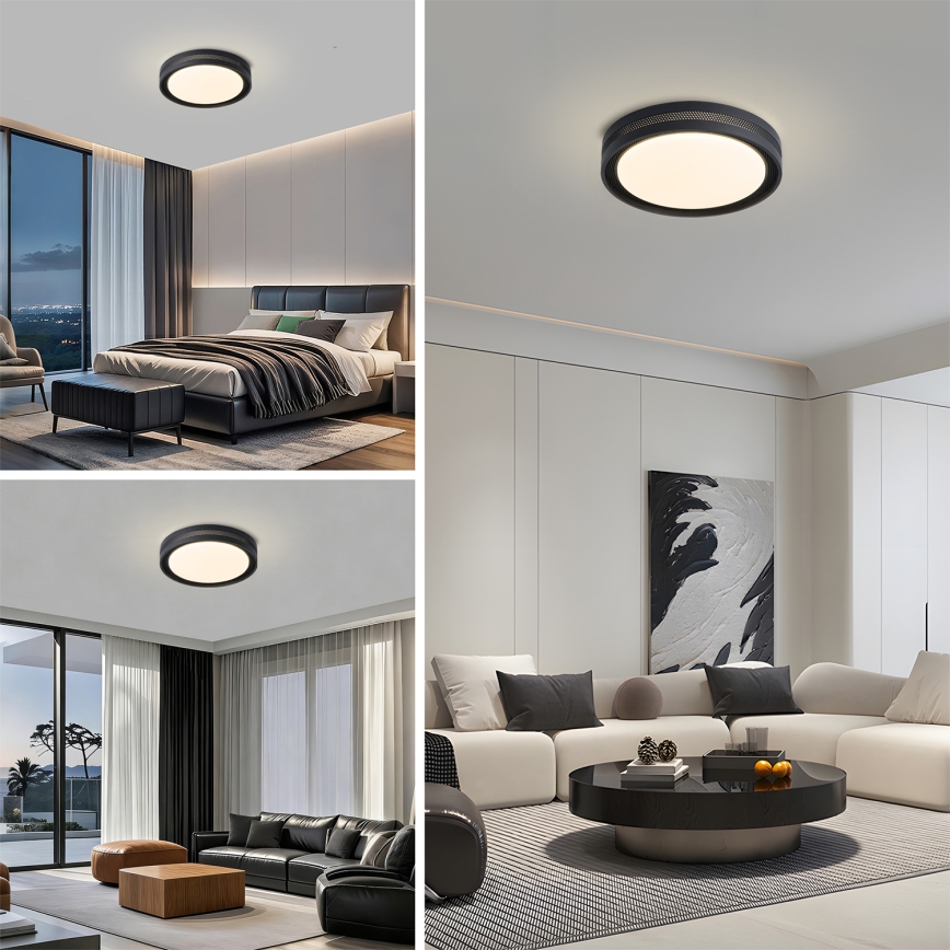 Brilagi - Plafonnier LED dimmable KREON LED/54W/230V 3000-6000K noir diam. 38 cm + télécommande