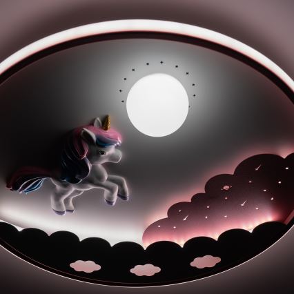 Brilagi - Plafonnier LED dimmable pour enfants UNICORN LED/68W/230V 3000-6000K diam. 49 cm + télécommande