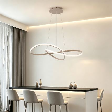 Brilagi - Lustre LED dimmable sur câble INFINITY LED/80W/230V 3000-6000K 80x80 cm beige + télécommande